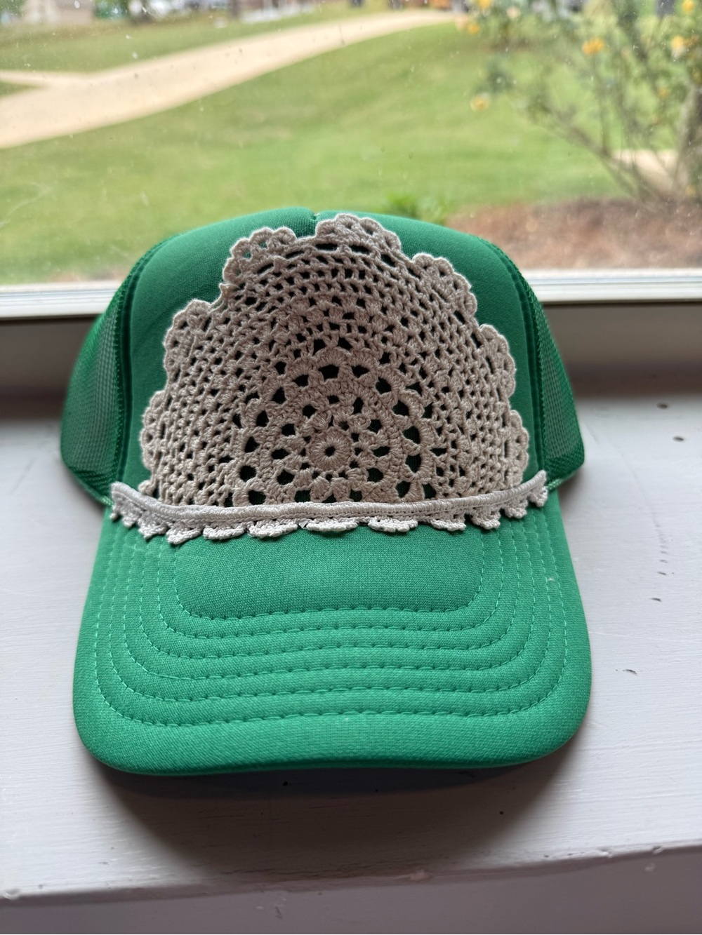 Green Doily Trucker Hat